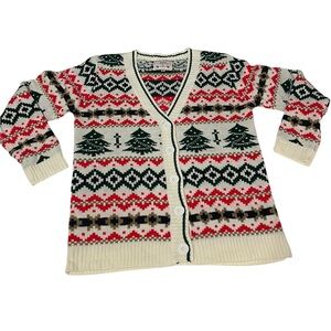 Daisys Boutique Festive Tree Cardigan - Red, Green, White XL